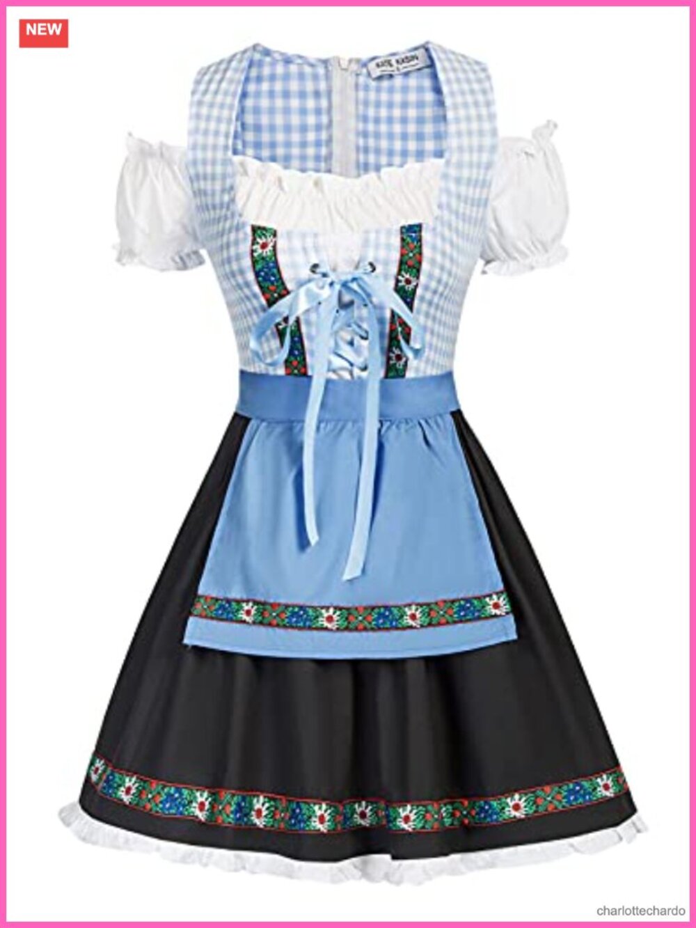 Women's Dirndl Dress Oktoberfest Costume with Apron